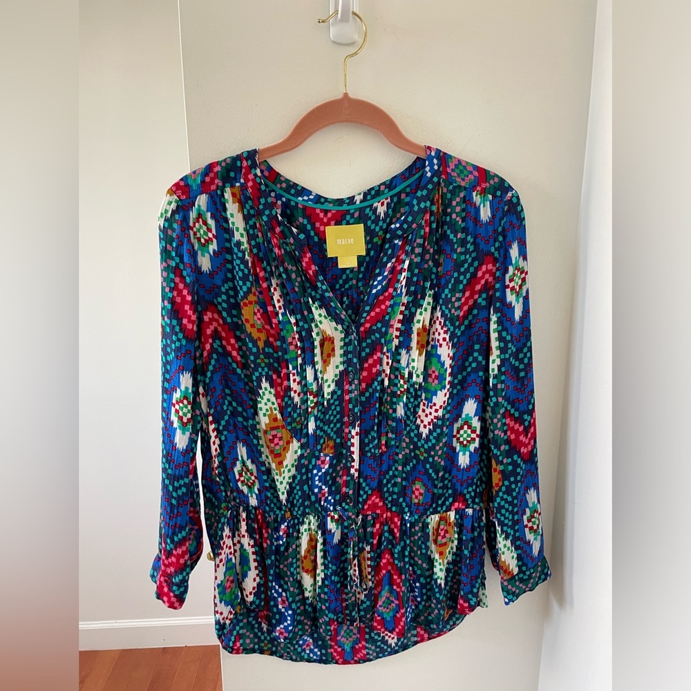 Maeve Multicolor Button-down Blouse, Size 2P